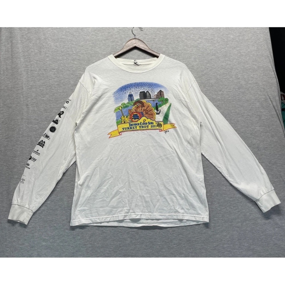 Jerzees Shirt Mens Large White Cotton 2011 ThunderCloud Subs Turkey Trot Graphic